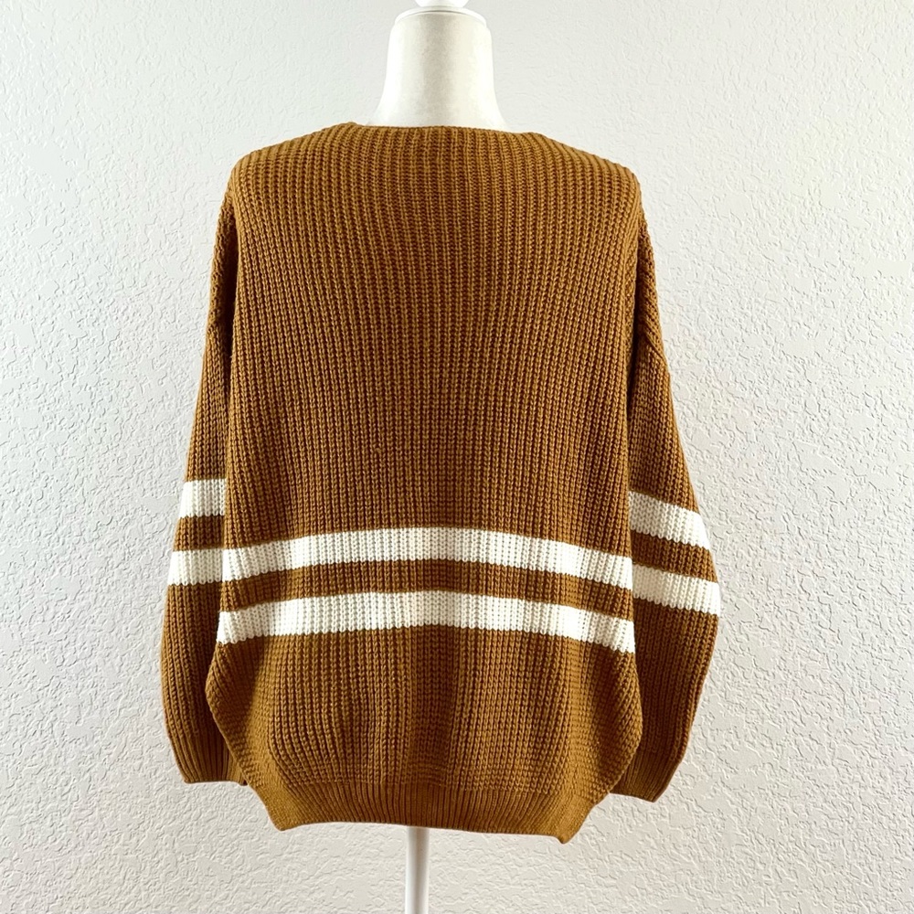 Debut Knit V-Neck Stripe Sweater Size L - Picture 4 of 9